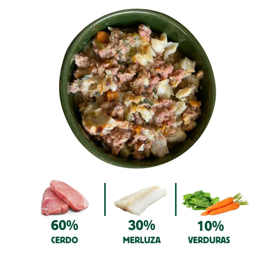 Lata de Cerdo y Merluza para perros 400g - Comida cocinada al vapor de Wild Balance - Para Perros