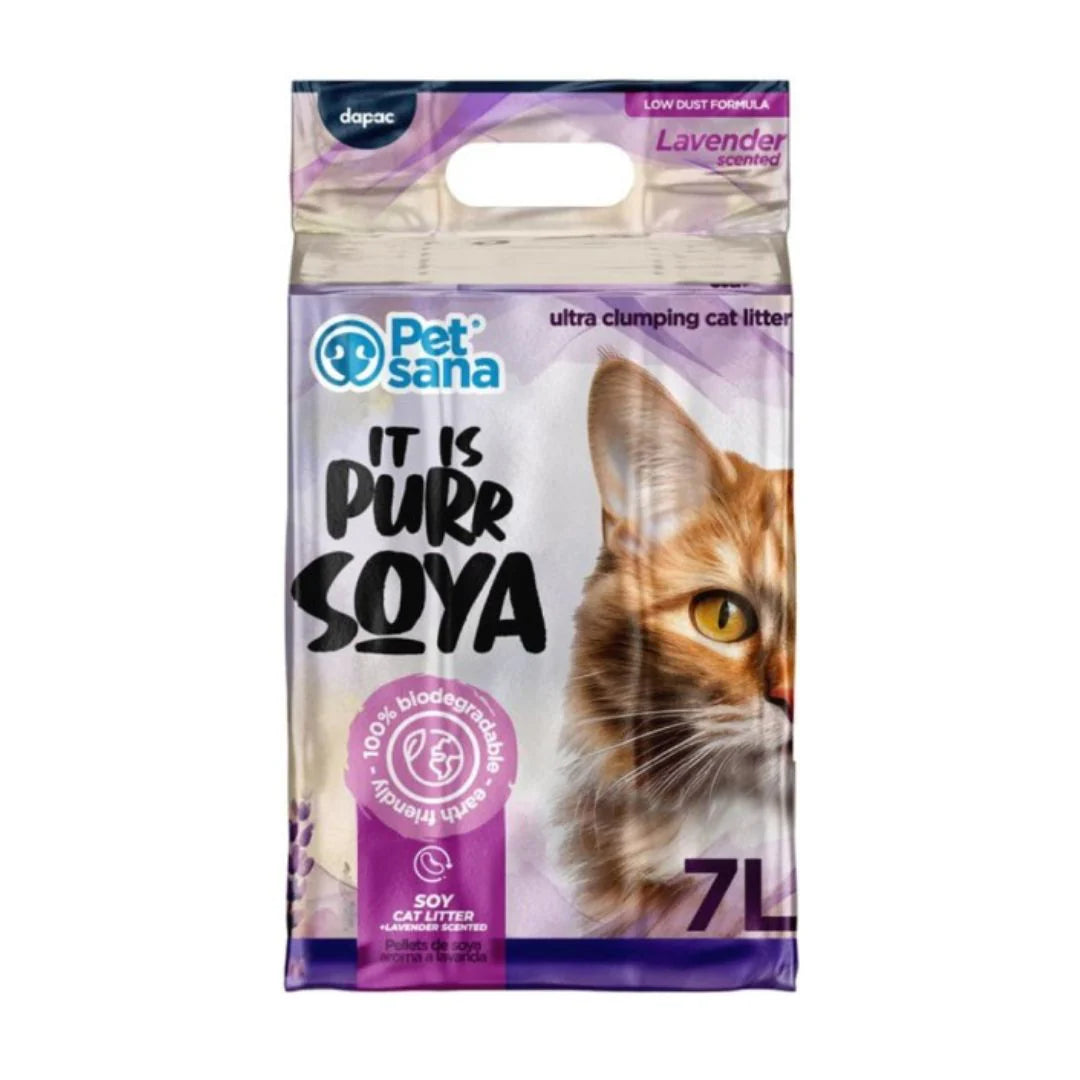 PetSana PURR SOYA – Pellets de Fibras de Soja Ultra Aglomerantes | Lavanda o sin aroma