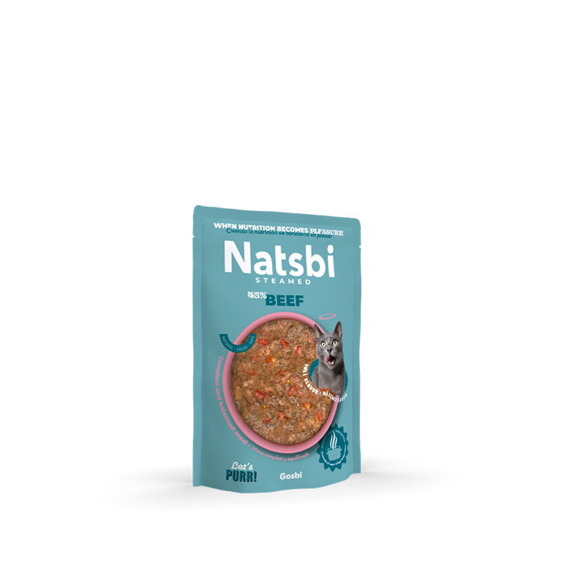 Natsbi Steamed Gravy Cat Beef | Comida al vapor de ternera para gatos 80g