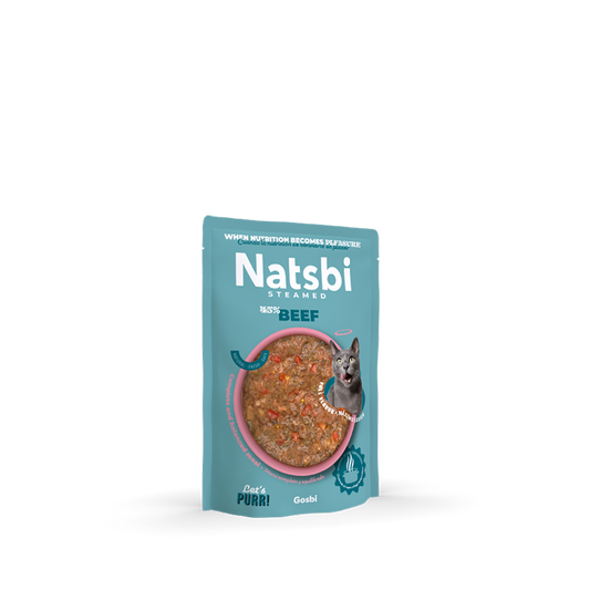 Natsbi Steamed Gravy Cat Beef | Comida al vapor de ternera para gatos 80g