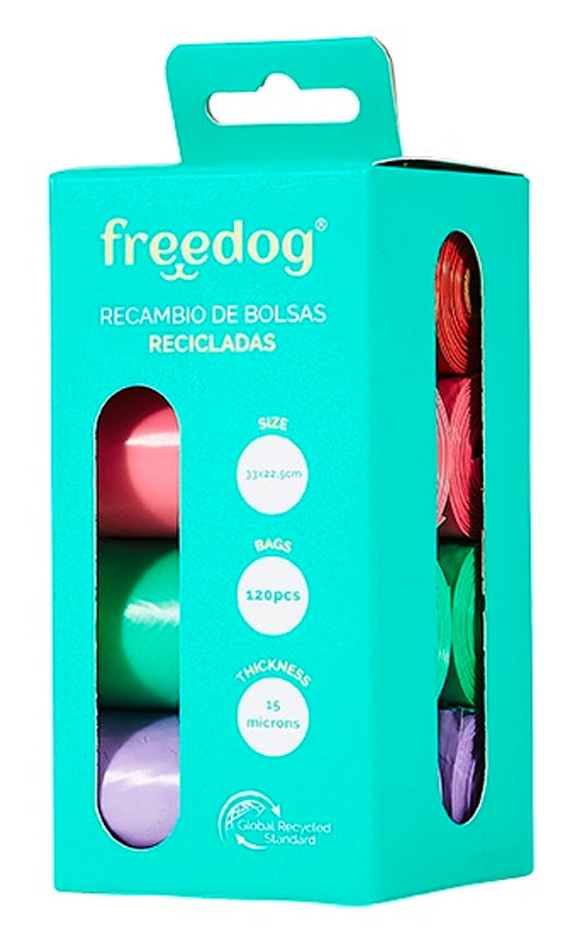 Pack de 8 rollos de bolsas (120pcs) colores pastel - hechas con botellas de plástico recicladas