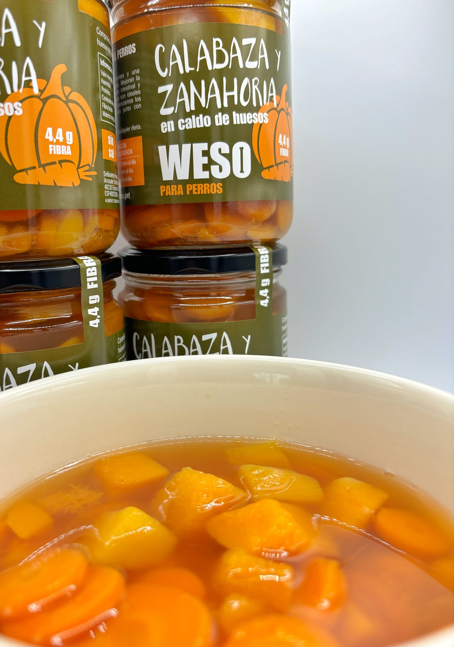 Calabaza y zanahoria en caldo de huesos - 400ml - WESO