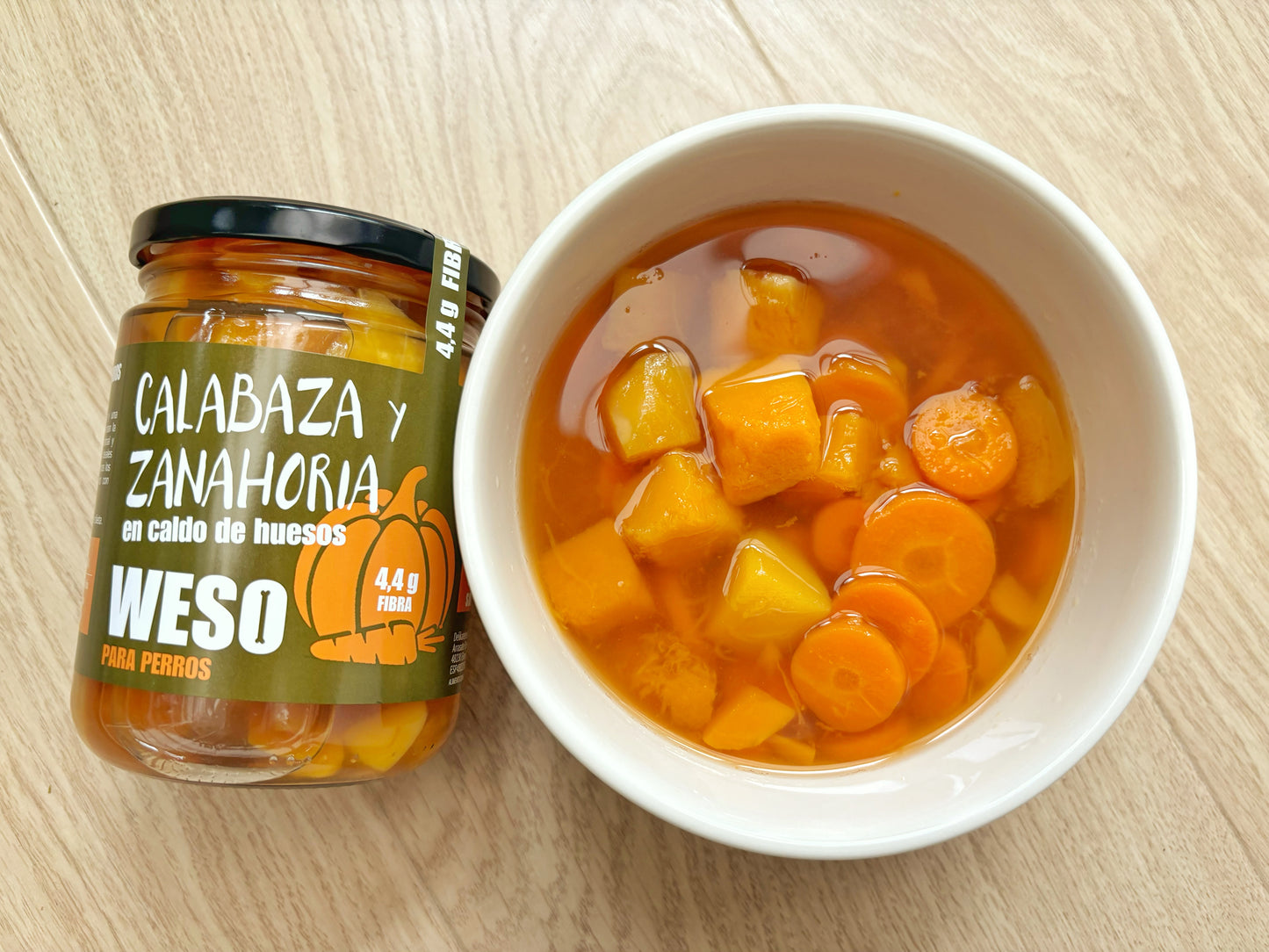 Calabaza y zanahoria en caldo de huesos - 400ml - WESO