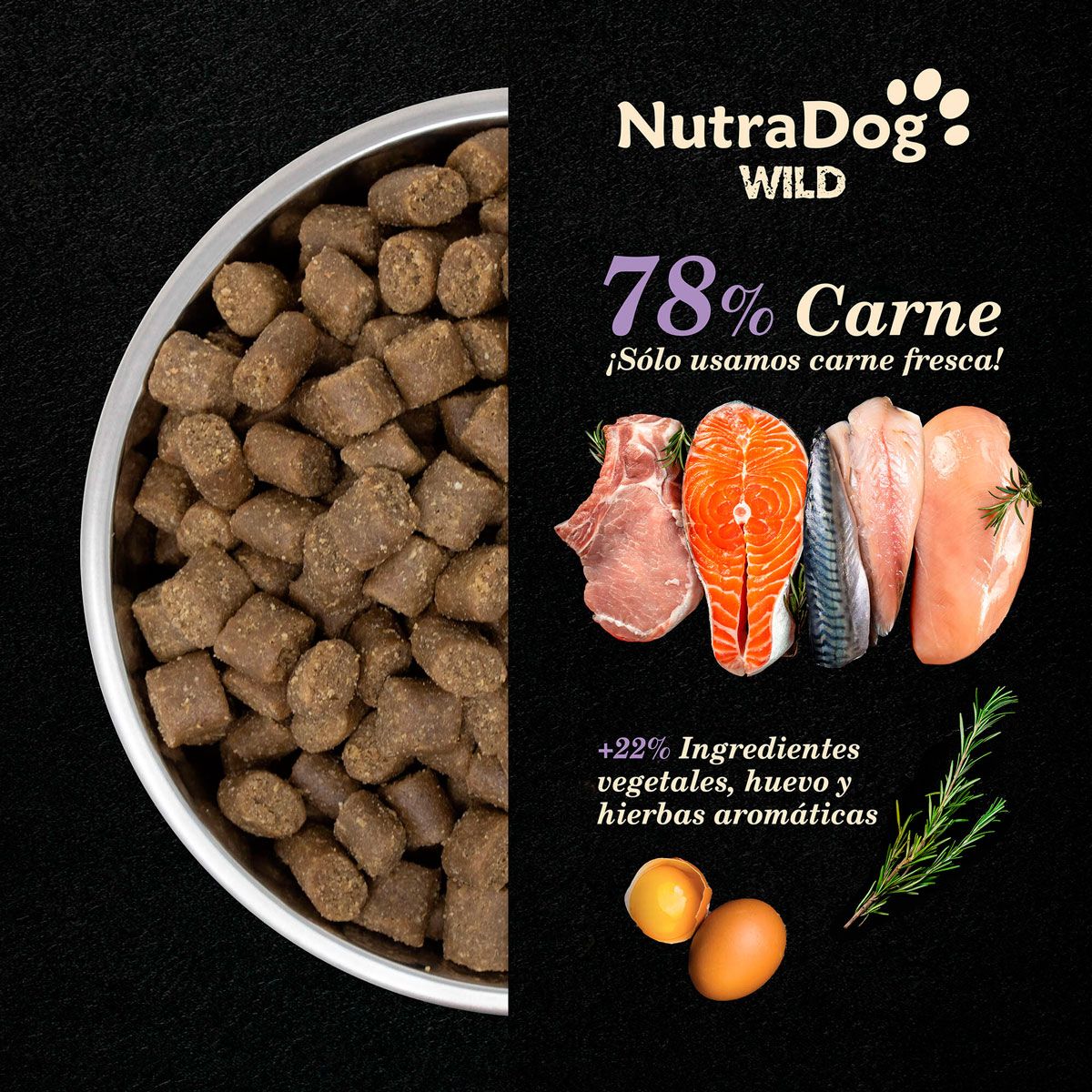 NutraDog WILD - Pienso semihúmedo para adultos - 75% pavo y pescado