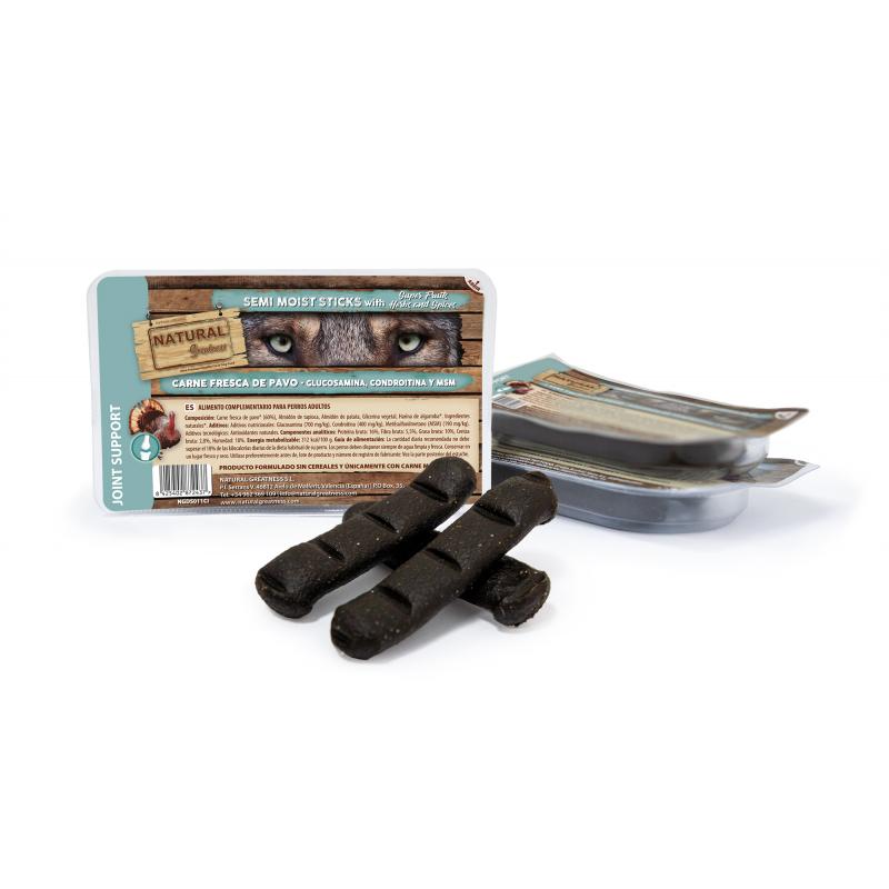 Sticks semihúmedos JOINT SUPPORT de Pavo, Glucosamina, Condroitina y MSM - Natural Greatness Para Perros