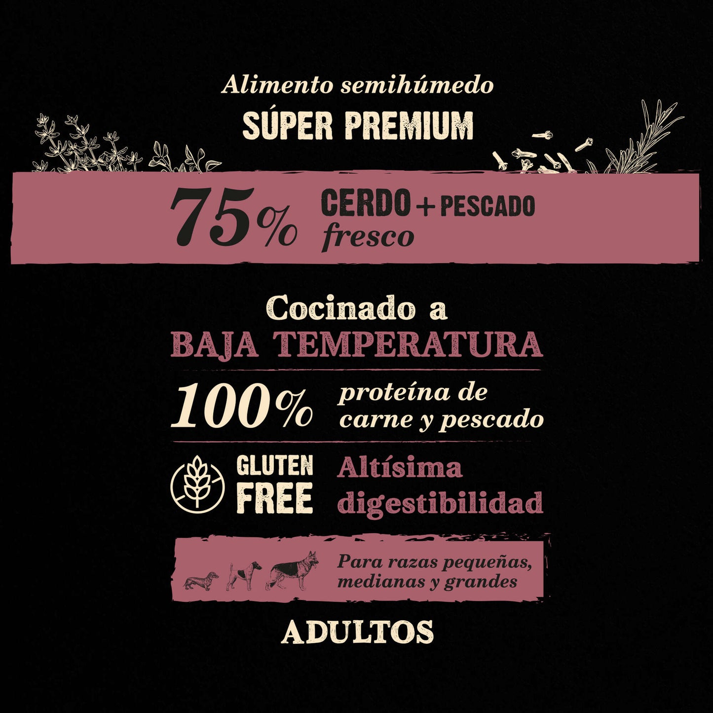 NutraDog WILD - Pienso semihúmedo para adultos - 75% cerdo y pescado