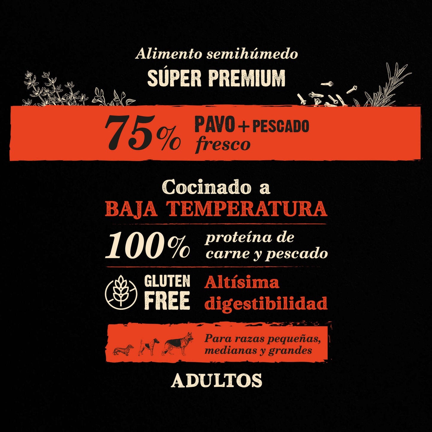 NutraDog WILD - Pienso semihúmedo para adultos - 75% pavo y pescado