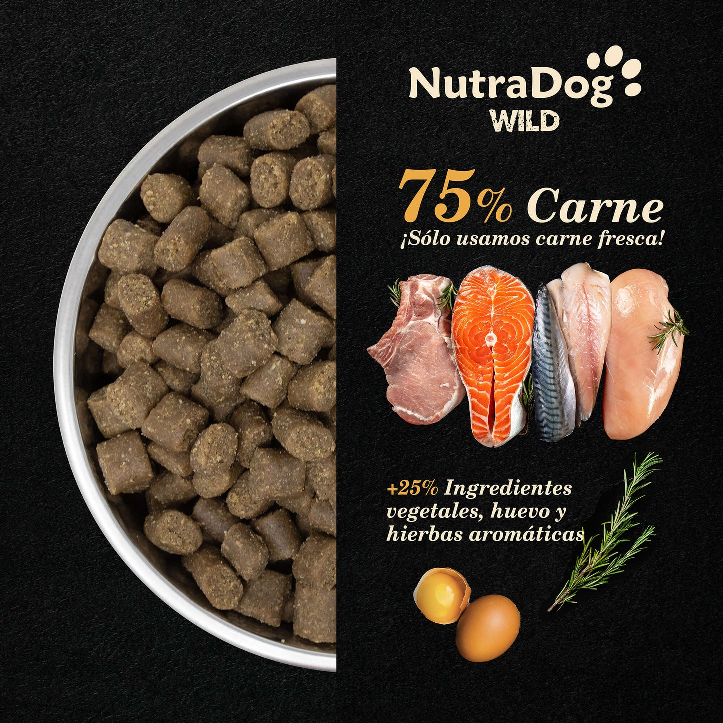 NutraDog WILD - Pienso semihúmedo para adultos - 75% pavo y pescado