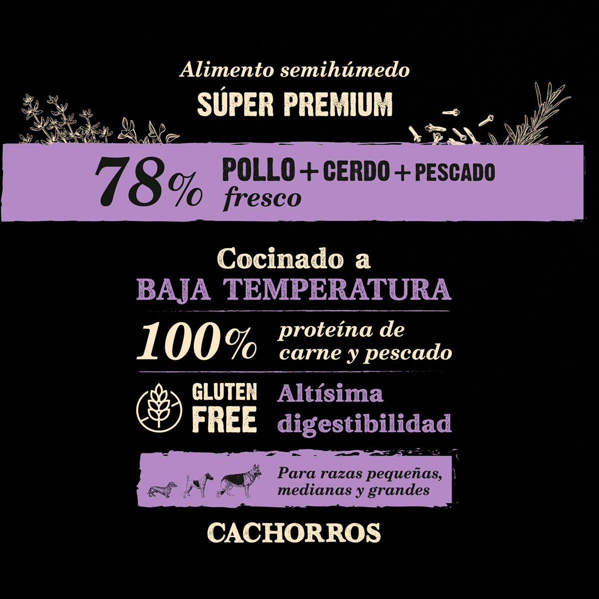 NutraDog WILD - Pienso semihúmedo para cachorros - 78% pollo, cerdo y pescado