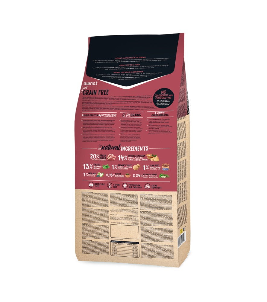 Grain free OWNAT GF JUST DUCK (DOG)- Pienso para Perros de pato y pollo