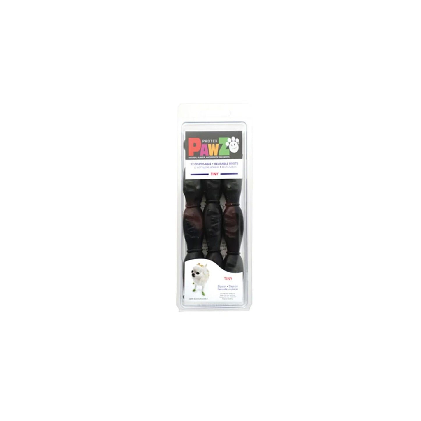 PAWZ Botas de goma para perros - Negro - Paquete 12 botas