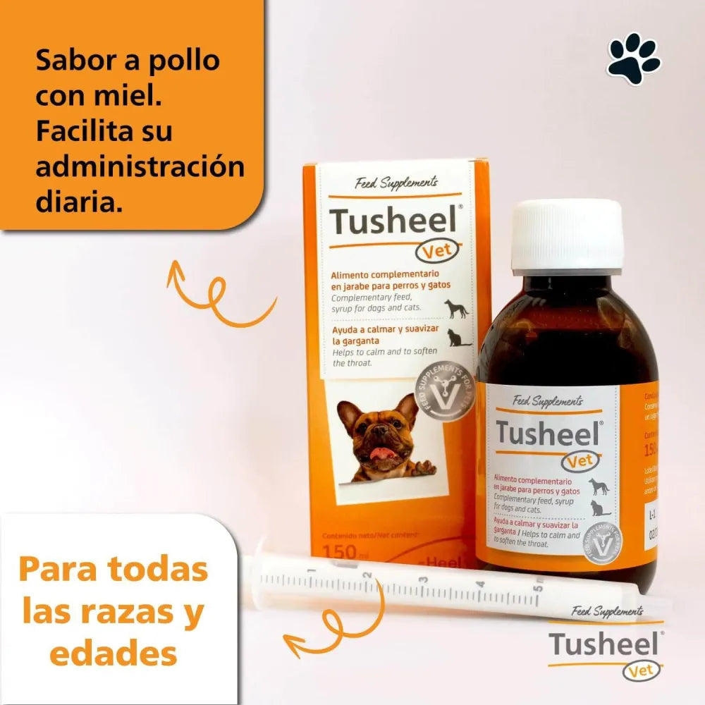 Tusheel - Jarabe para la tos en perros y gatos - Calma y suaviza la garganta