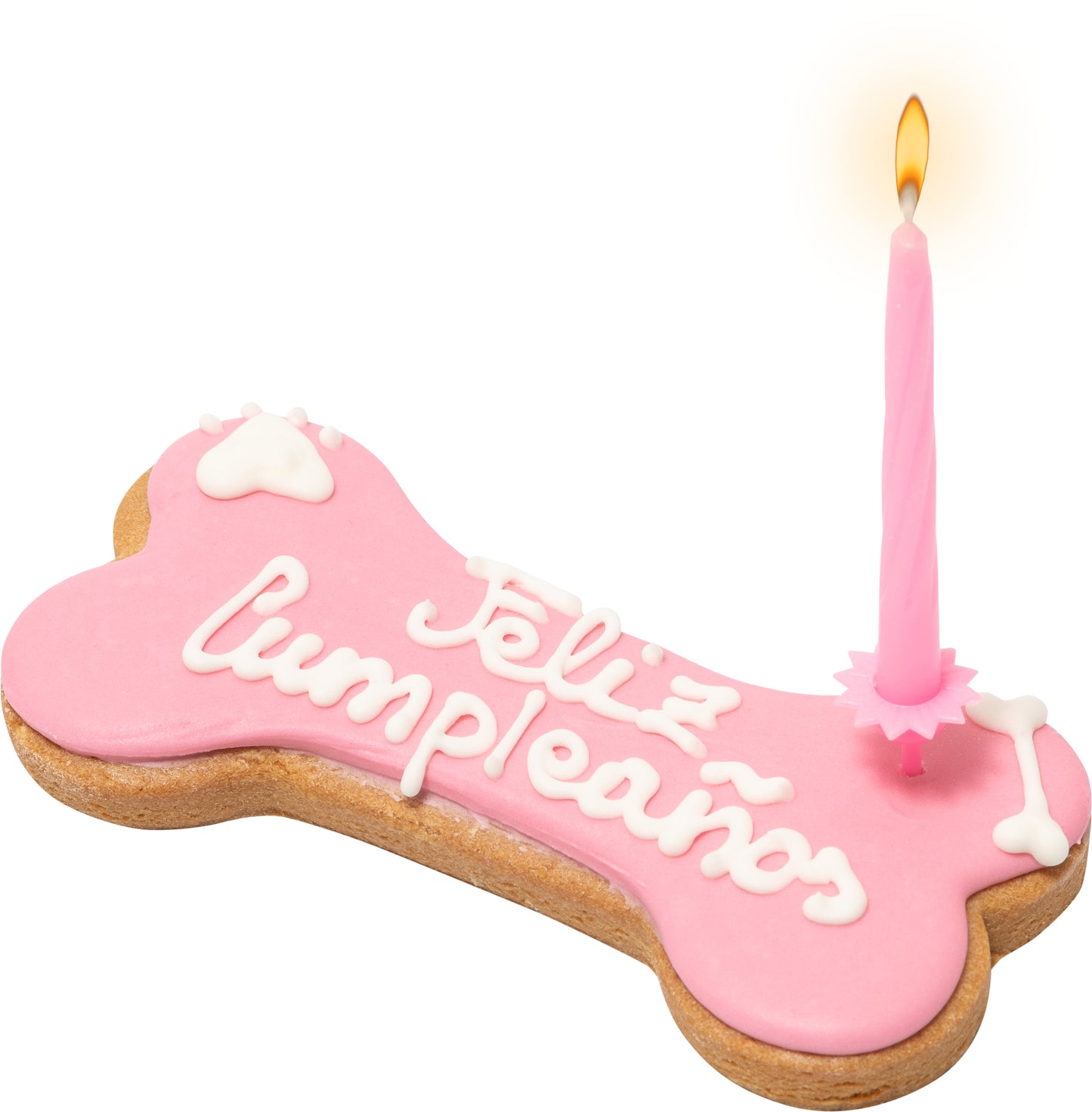Hueso tarta de cumpleaños para perro con vela incluida